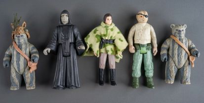 Star Wars 5x figures including Emperor Palpatine, Prune Face, Ewoks, Princess Leia (Endor) -