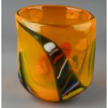 An amber studio glass vase, signed 'dale D.C glass' to underside, approx 16.5cm high