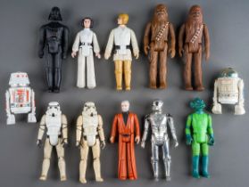 Star Wars 10x 1970's figures including R2-D2, R4-D4 Droid, Chewbacca, Stormtrooper, Luke