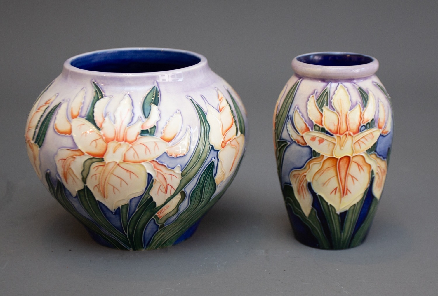 A Moorcroft Windrush yellow iris vase, designed by Debbie Hancock, 2000, painted and impressed