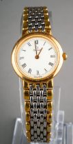 A ladies Omega De Ville stainless steel wristwatch, 18mm dial with Roman numerals, bi-colour strap