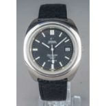 A gentleman's Omega Automatic Seamaster Cosmic 2000 stainless wristwatch, 32mm black dial, baton