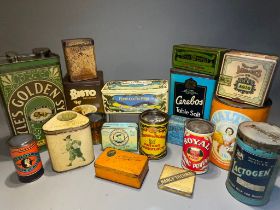 A collection of vintage biscuit, cigarette, tobacco, tea and sweet tins including Huntley &