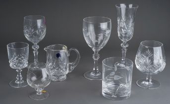 Assorted glassware to include: vintage boxed French "Diamond" wine glasses further Edinburgh crystal