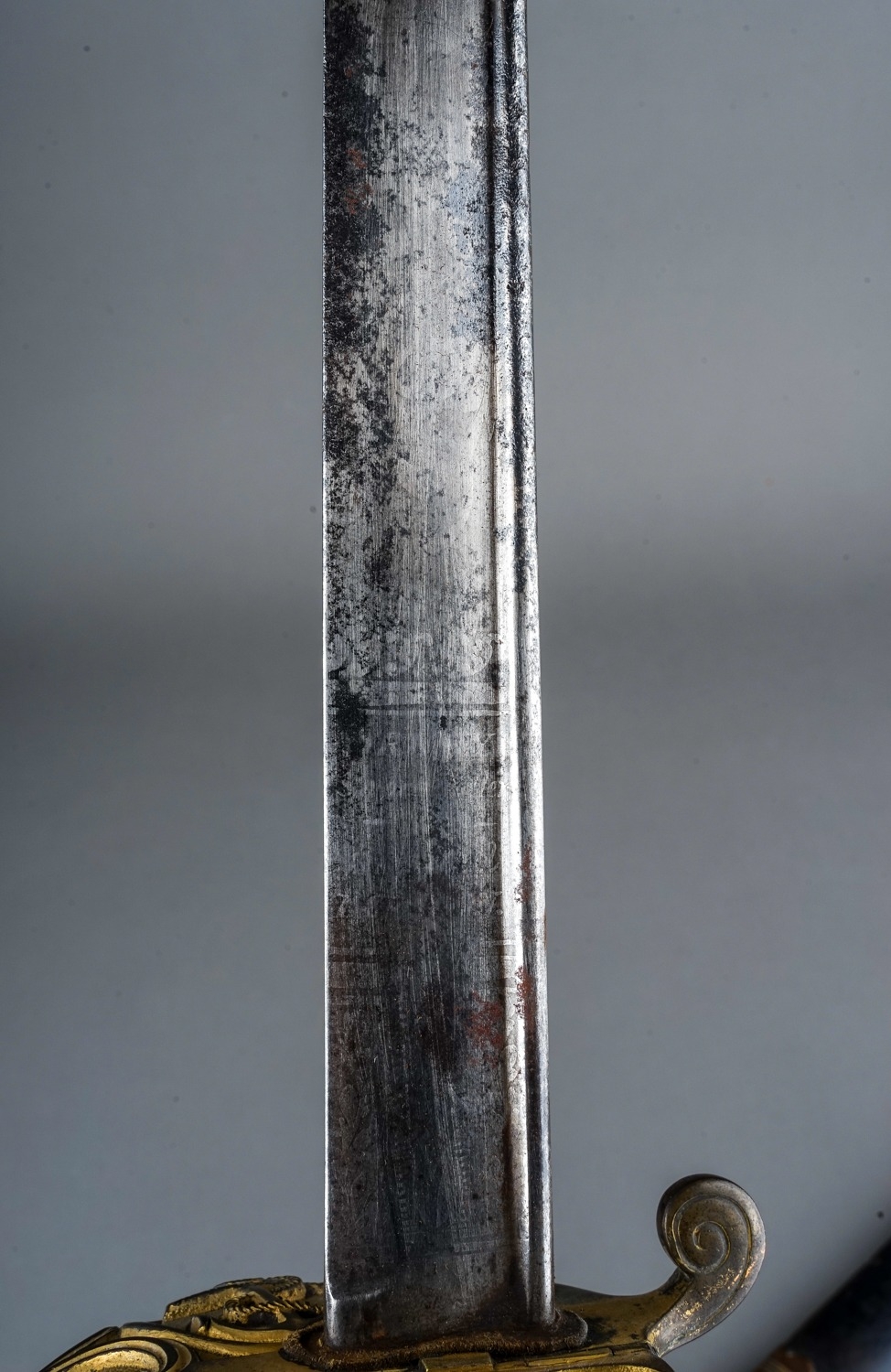 19th Century British naval sword. 1827 pattern with pipe back, complete with scabbard. - Image 6 of 7