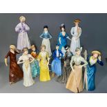 A set of 12 Goebel figures of ladies to include Impatience, Centre stage, Gentle Thoughts etc.