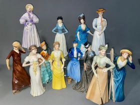 A set of 12 Goebel figures of ladies to include Impatience, Centre stage, Gentle Thoughts etc.