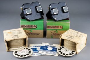 Two vintage Sawyers Inc Portland USA View-Master Stereoscopes together with two assorted boxes