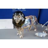 A Swarovski Collector Club tinted crystal Lion Akili designed Heinz Tabertshofer, boxed with