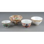 Three various Asian tea bowls including Chinese Export famille rose bowl and a Continental Chinese