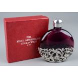 A First Impressions Collection amethyst scent bottle with white metal lily and dragon fly mount to