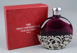 A First Impressions Collection amethyst scent bottle with white metal lily and dragon fly mount to