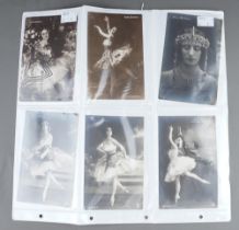 A collection of 11 postcards of ballerina Anna Pavlova including a signed one