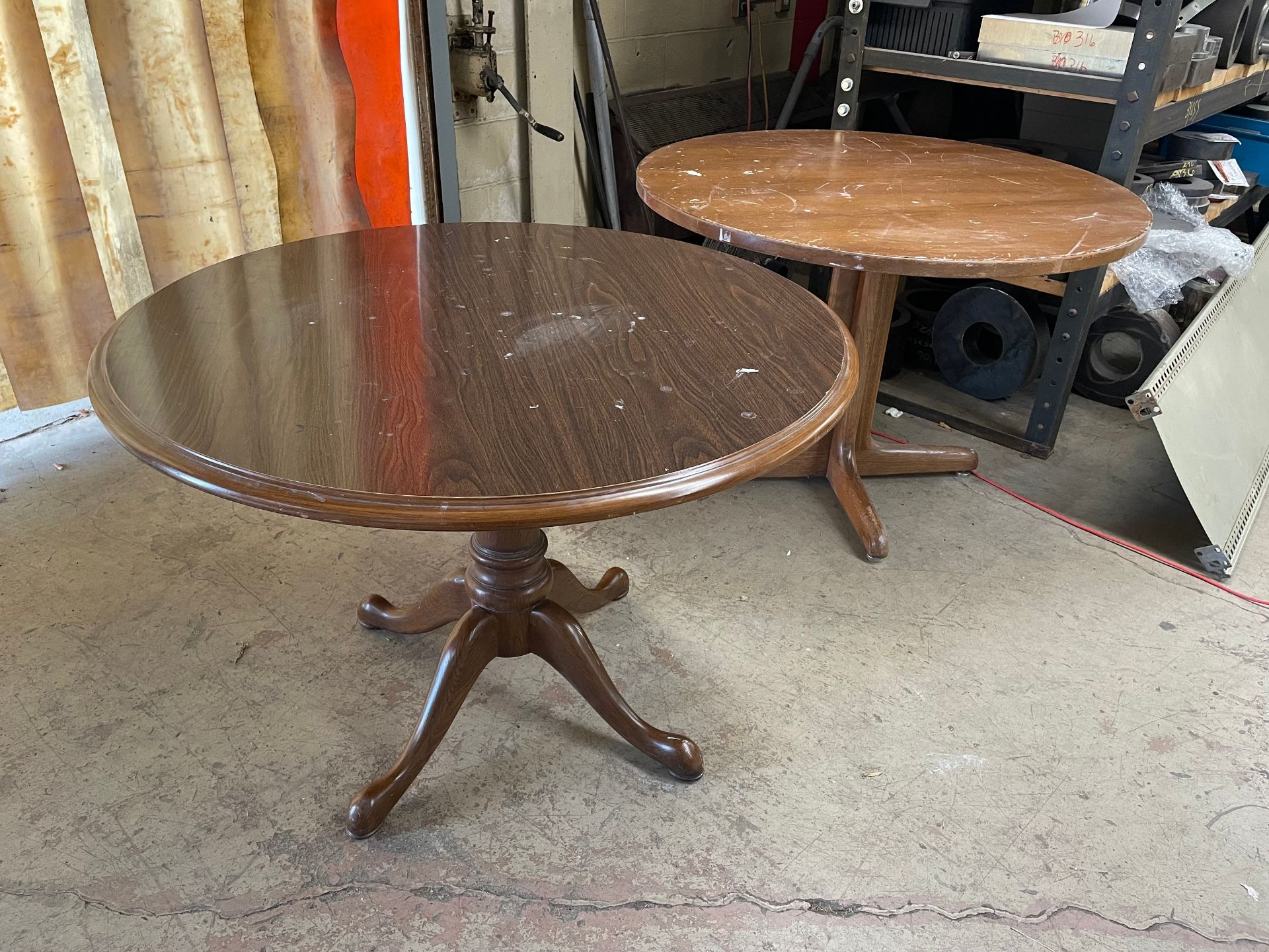 Lot with (2) Wooden Round Tables