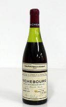 1 bt Richebourg DRC 1977 Bottle N° 001376, ls/lms, vsl stl, John Holt Vintners Ltd. slip label, pale