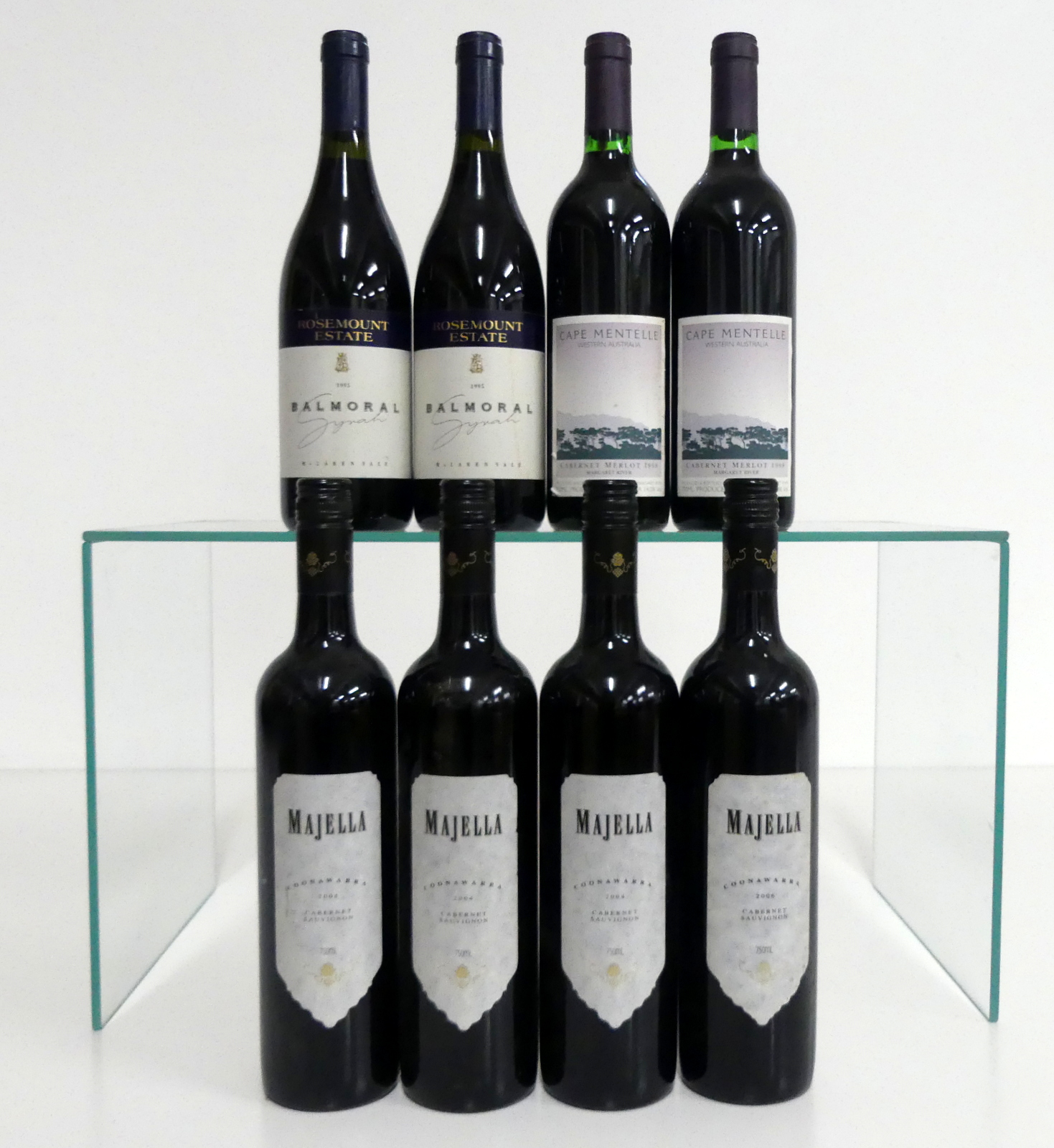 2 bts Rosemount Estate Balmoral Syrah 1995 McLaren Vale i.n, bs 2 bts Cape Mentelle Cabernet