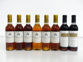 6 hf bottles Ch. Liot Sauternes 2001 i.n 2 hf bottles Sauternes 2004 Tesco (Yvon Mau) Above 8 half