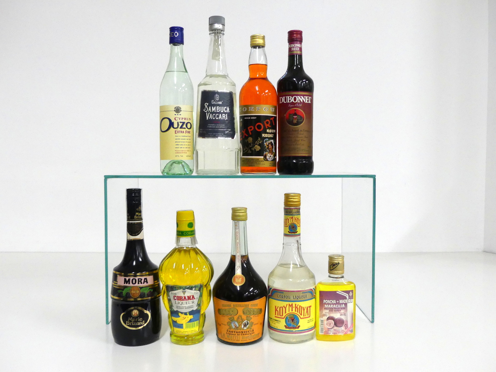 1 65-cl bt Keo Extra Fine Ouzo 49% 1 litre bt Galliano Sambuca Vaccari 38% 1 70-cl bt Corfu Koum