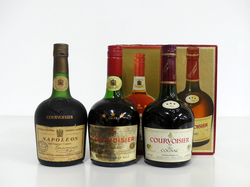 1 24 fl oz bt Courvoisier Napoleon Old Liqueur Cognac 70° proof 1 70-cl bt Courvoisier Trois Etoiles