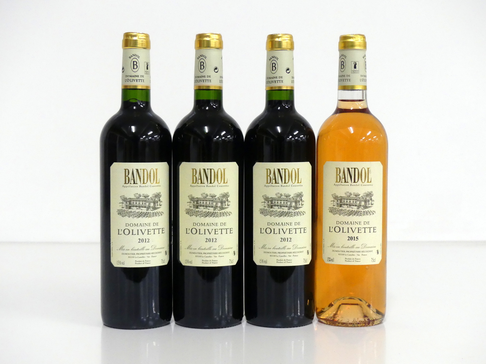 3 bts Dom de L'Olivette Bandol (rouge) 2012 1 bt Dom de L'Olivette Bandol (rosé) 2015 Above 4