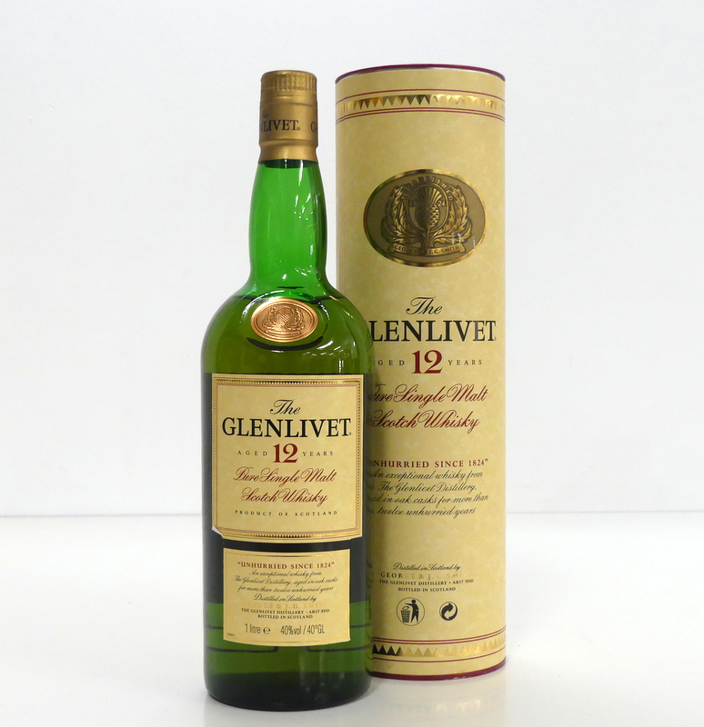 1 litre bt Glenlivet 12YO Single Malt Scotch Whisky 40% original tube