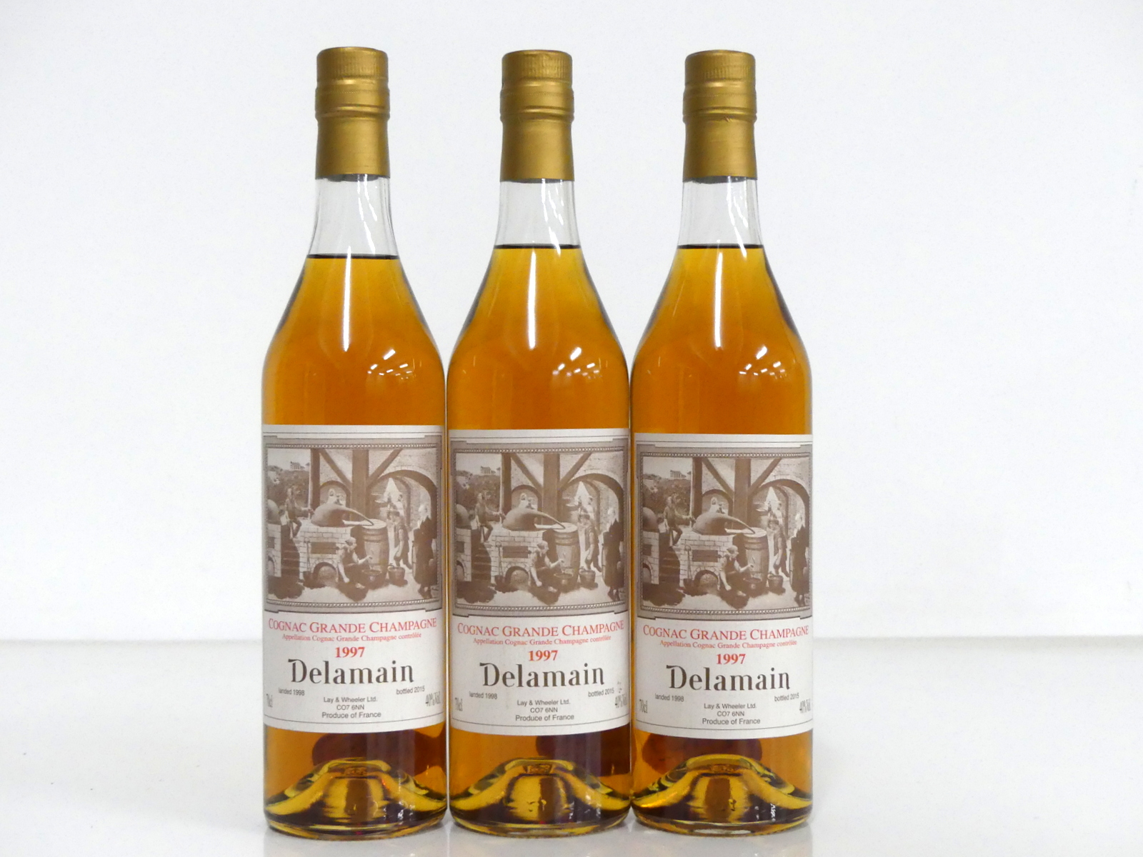 3 70-cl bts Delamain 1997 Grande Champagne Cognac landed 1998, bottled 2015 (L & W)