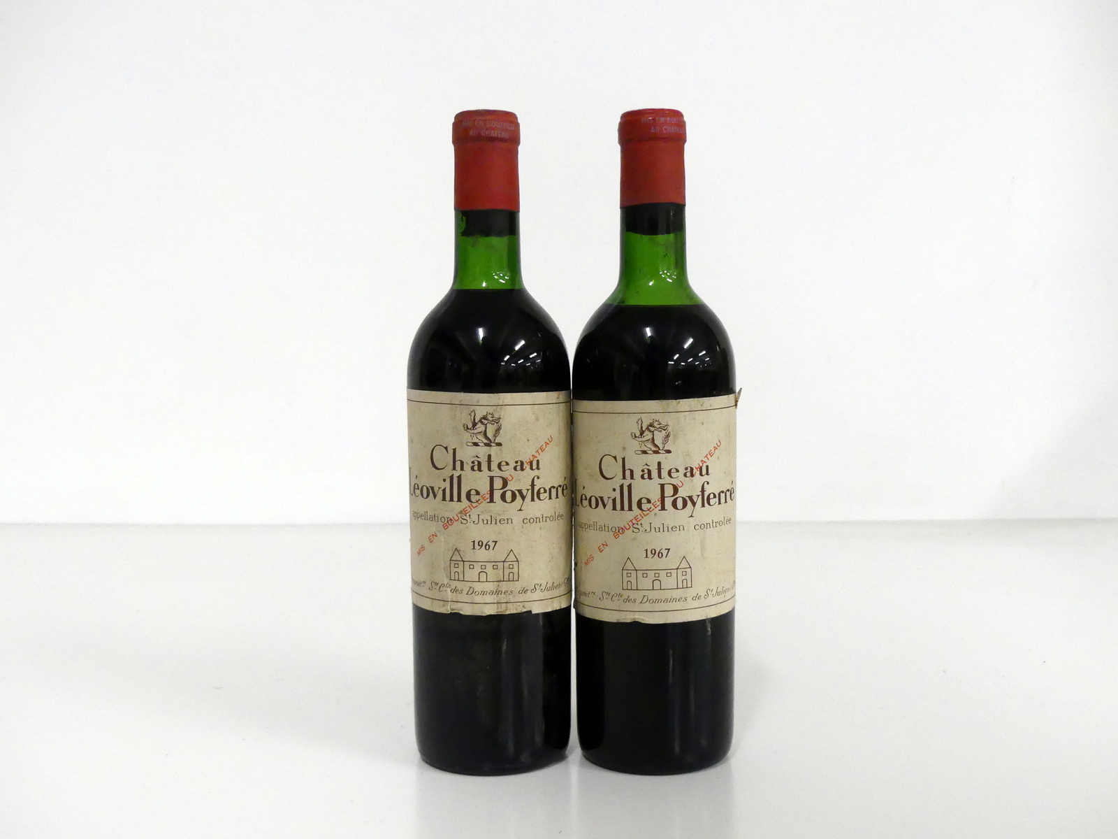 2 bts Ch. Léoville Poyferré 1967 St Julien 2me Cru Classé, us/ts, ms, vsl bs, aged labels