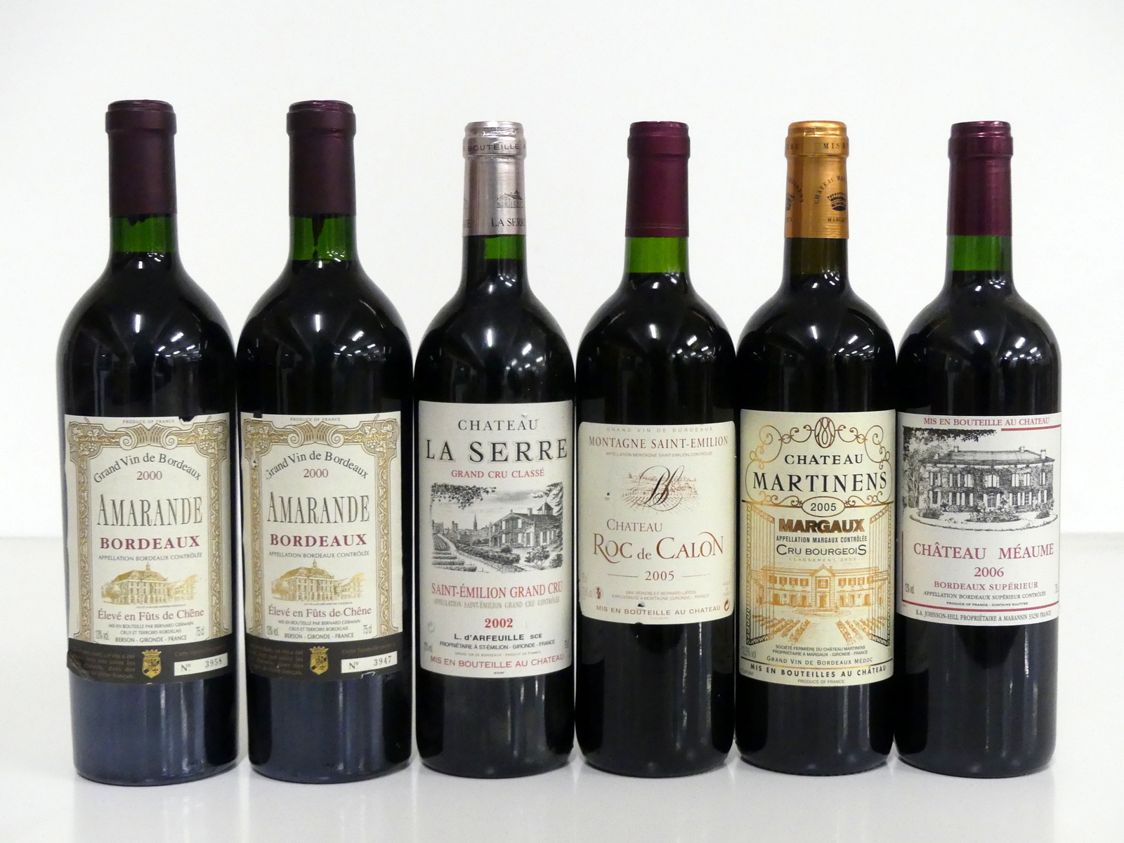 2 bts Amarande 2000 Bordeaux i.n, vts 1 bt Ch. La Serre 2002 St-Émilion Grand Cru Classé hf/i.n, vsl