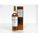 1 70-cl bt Macallan 10YO Single Highland Malt Scotch Whisky matured in Sherry Oak Casks 40%