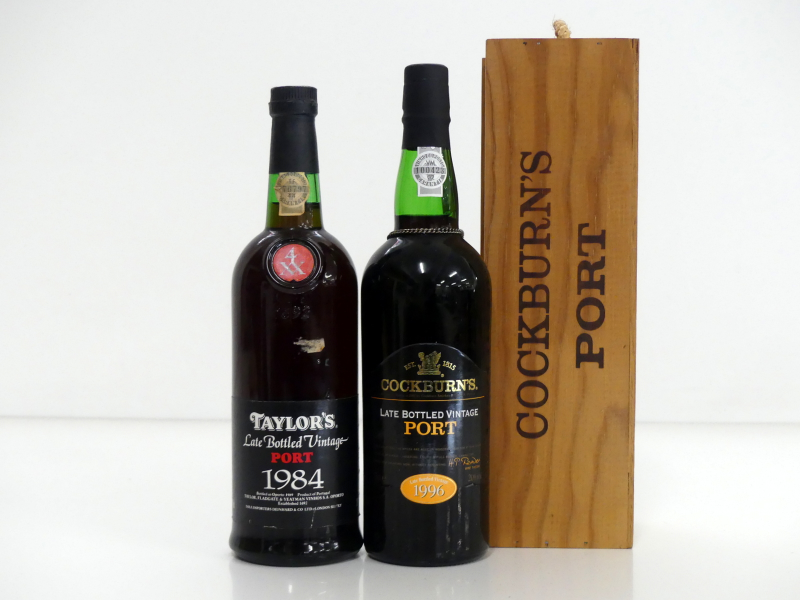 1 bt Taylors 1984 LBV Port bottled 1989 1 bt Cockburns 1996 owc LBV Port bottled 2001 Above 2