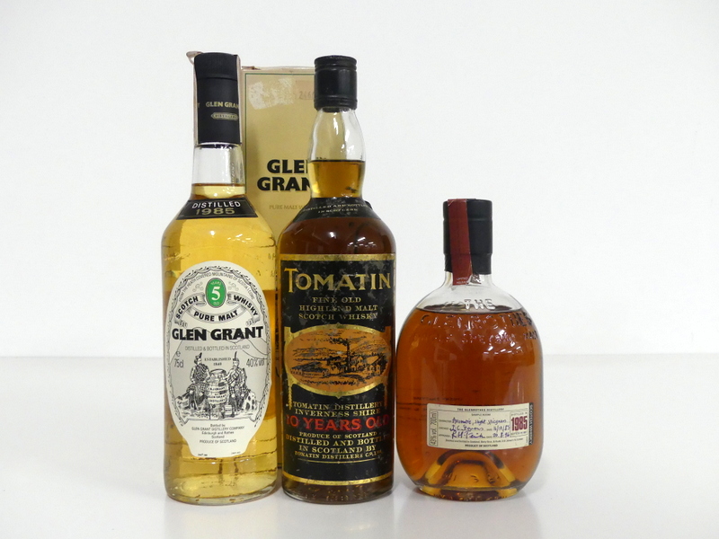 1 75-cl bt Glen Grant 5YO 1985 Pure Malt Scotch Whisky 40% oc 1 70-cl bt Tomatin 10YO Fine Old