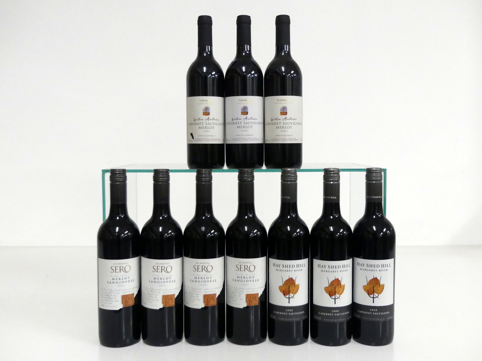 3 bts Sainsburys Cabernet Sauvignon Merlot 2003 Forest Hill Vineyard i.n, 1 sl ntl 4 bts De