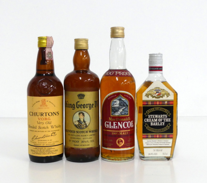 1 75-cl bt Churtons V.O.B.G. Very Old Blended Scotch Whisky (Glenlivet) 1 26 2/3 fl oz bt King
