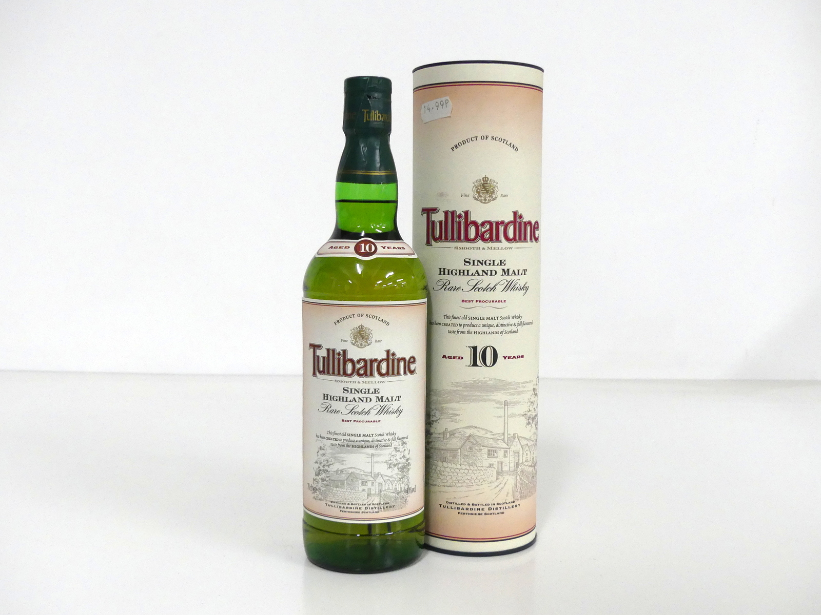170-cl bt Tullibardine 10YO Highland Single Malt Scotch Whisky 40% 1990's bottling, original tube