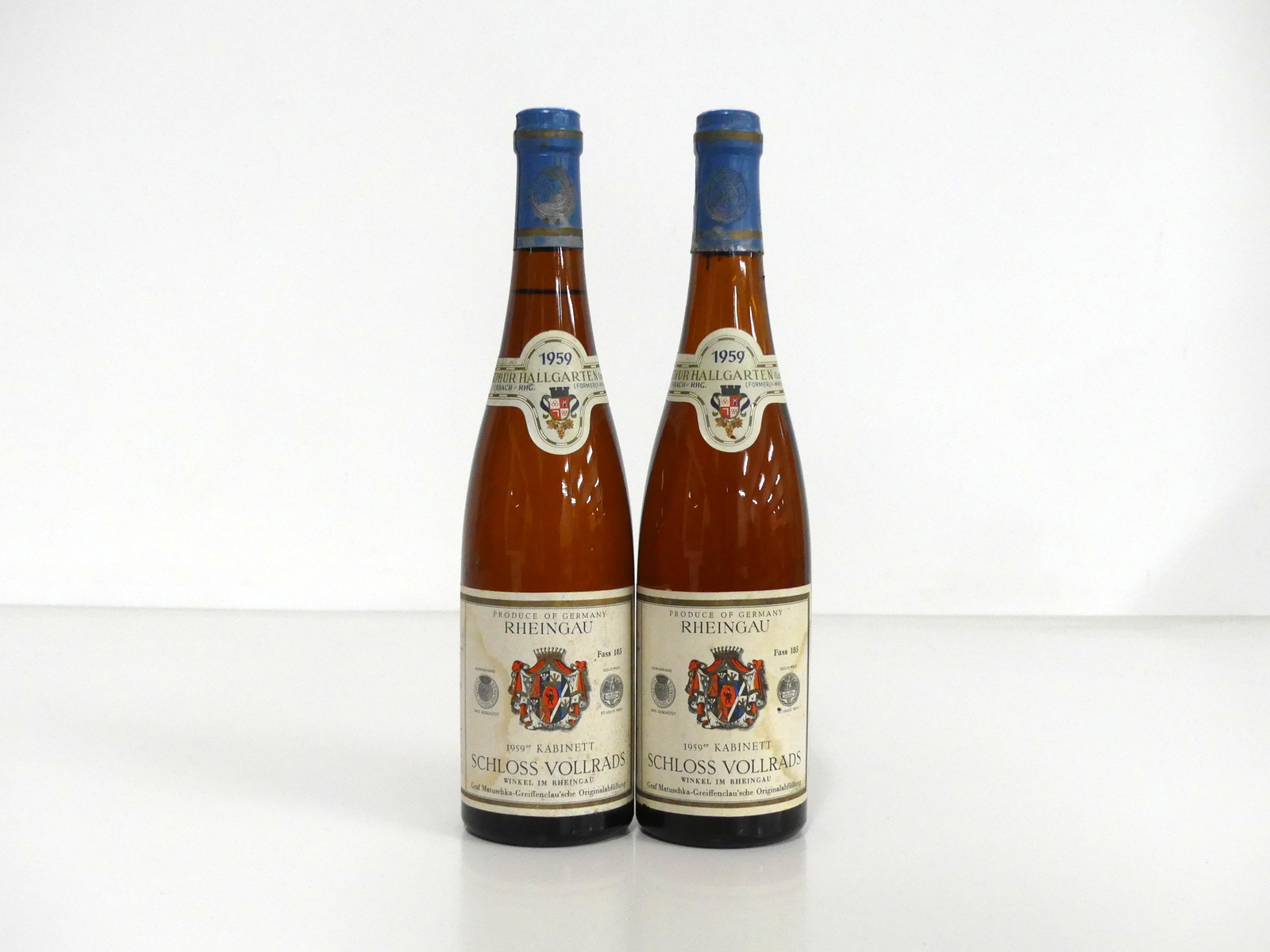 2 bts Arthur Hallgarten Schloss Vollrads Kabinett 1959 aged, sl stl