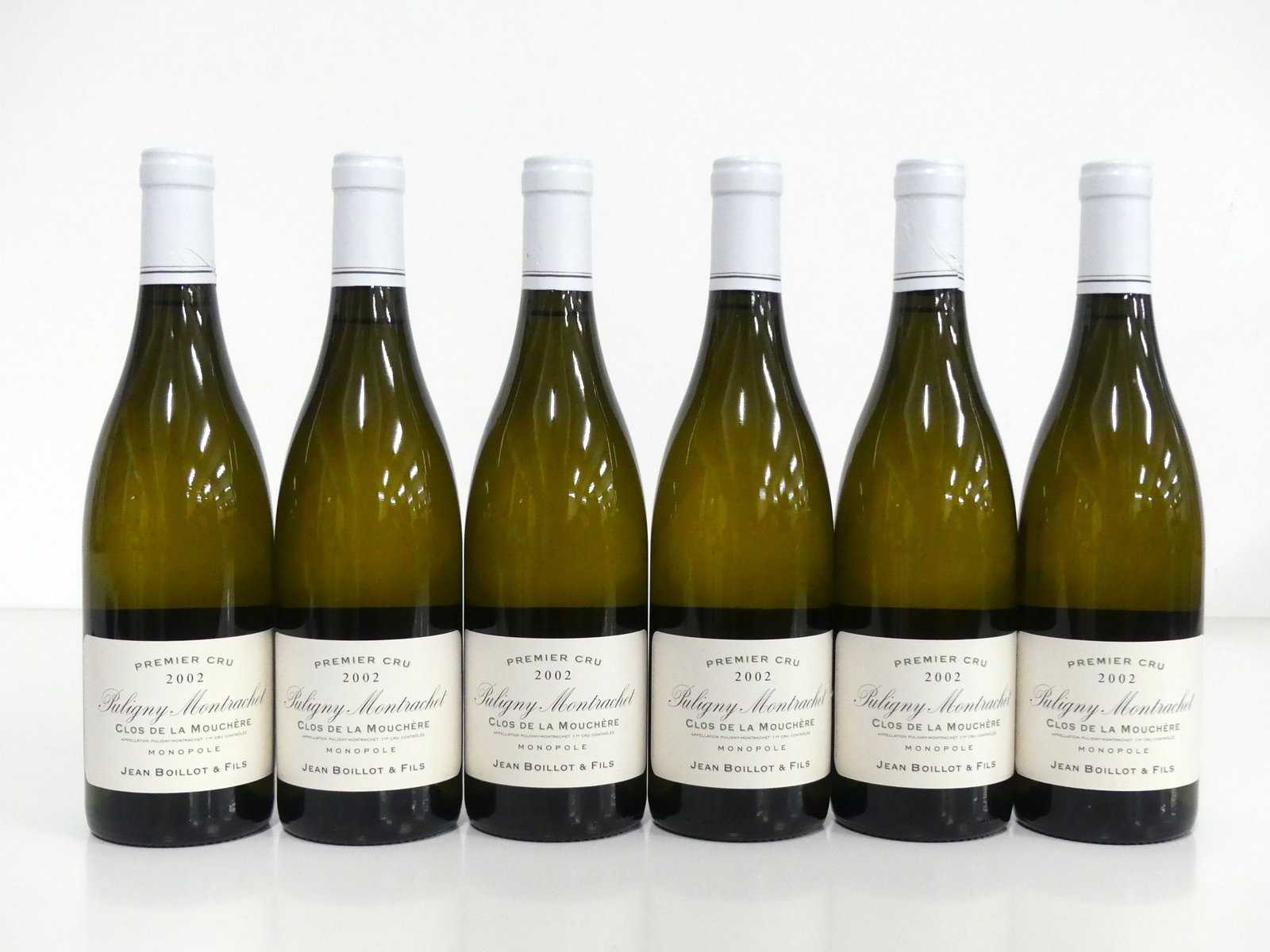 6 bts Puligny-Montrachet Clos de la Mouchère 1er Cru Monopole 2002 Jean Boillot et Fils 5 i.n, 1