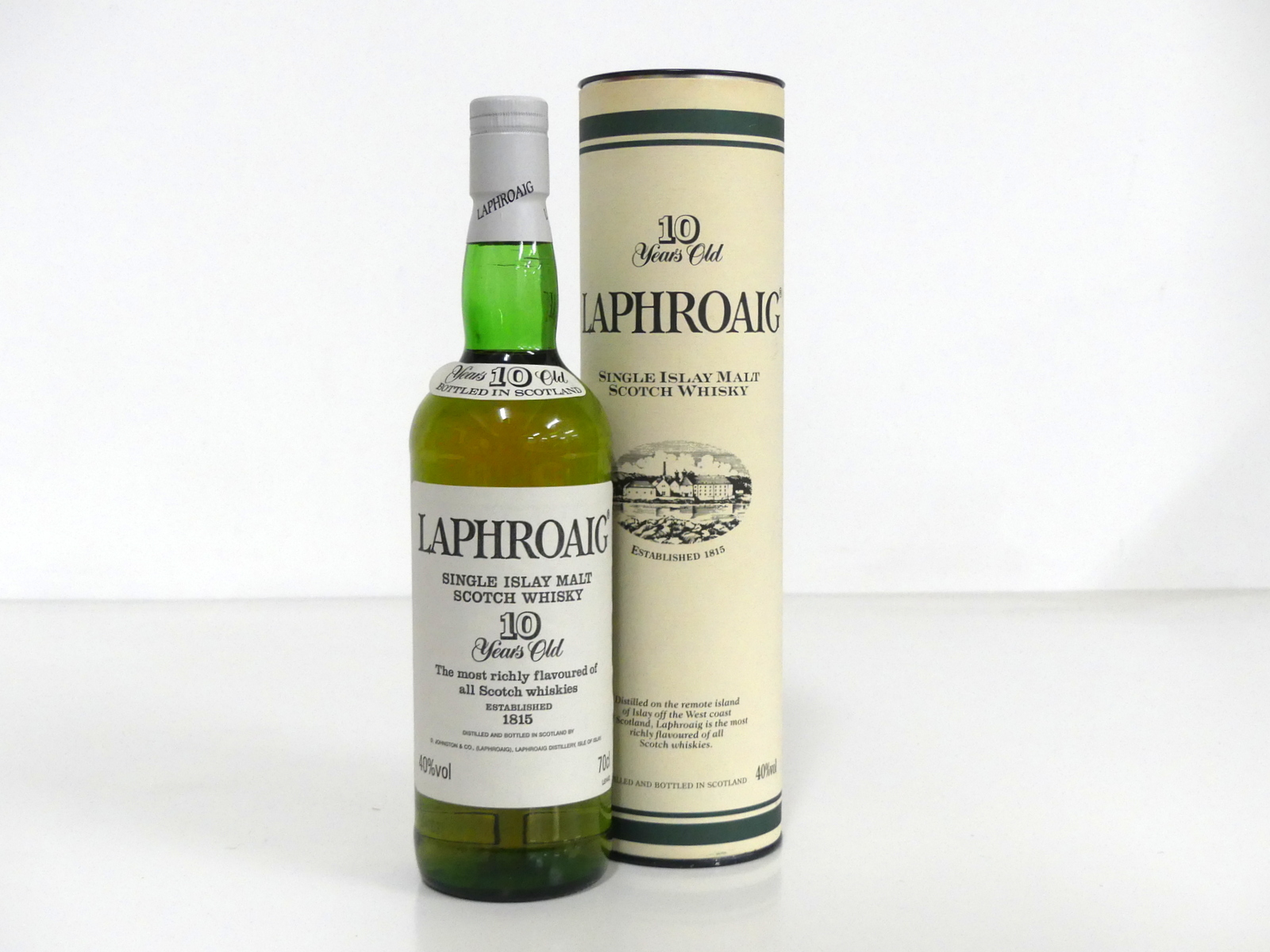 1 70-cl bt Laphroaig 10YO (Pre Royal Warrant) Single Islay Malt Scotch Whisky 40% original tube