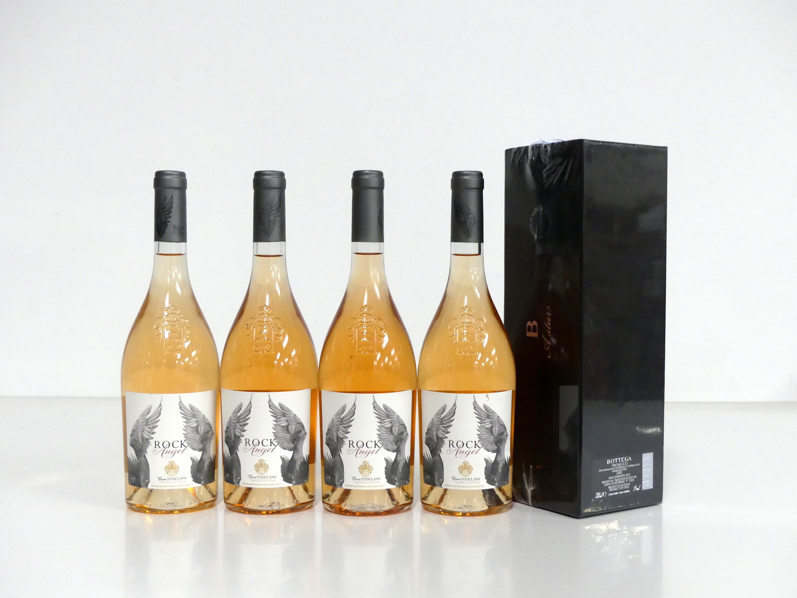 4 bts Rock Angel Côtes de Provence Rosé 2020 1 bt Bottega Prosecco Millesimato 2015 oc in