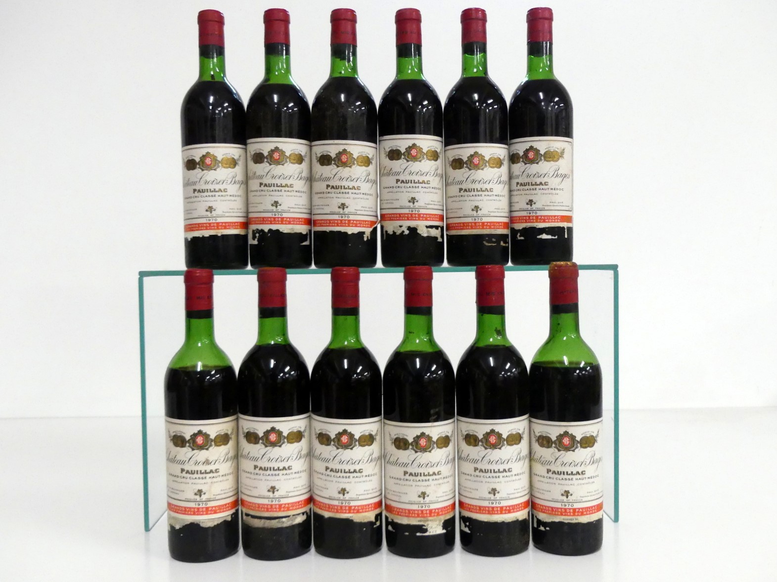 12 bts Ch. Croizet-Bages 1970 owc - split lid Pauillac 5me Grand Cru Classé 2 ts, 6 us, 2 ms, 2