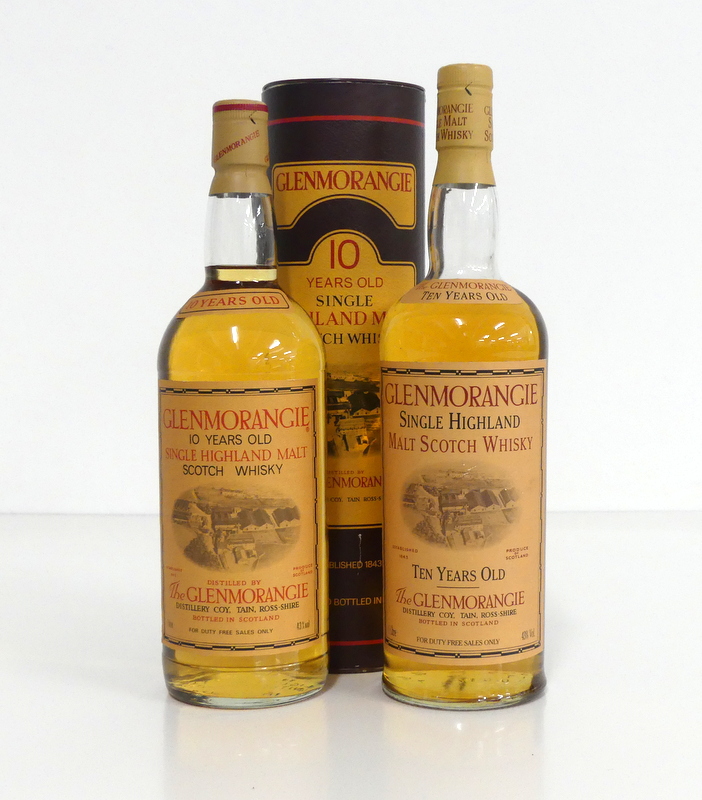 2 x 1 litre bts Glenmorangie 10YO Single Highland Malt Scotch Whisky 43% 1 x1980's bottling original