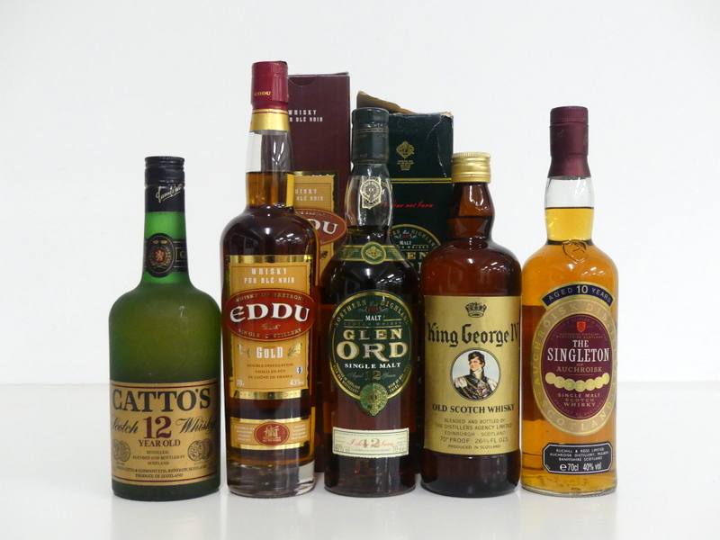 1 75-cl bt Catto's 12YO Scotch Whisky 40% 1 70-cl bt Eddu Gold Whisky de Bretagne 43% 1 70-cl bt