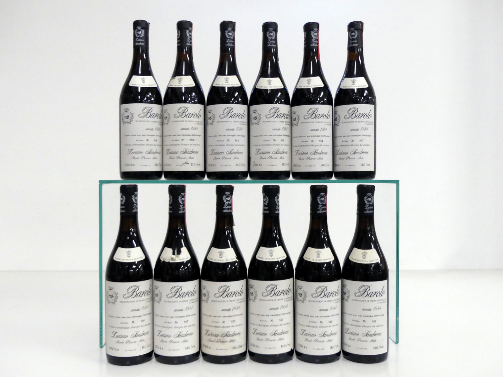 12 bts Luciano Sandrone Barolo 1984 9 ts, 3 us/ts, sl bs, sl torn labels