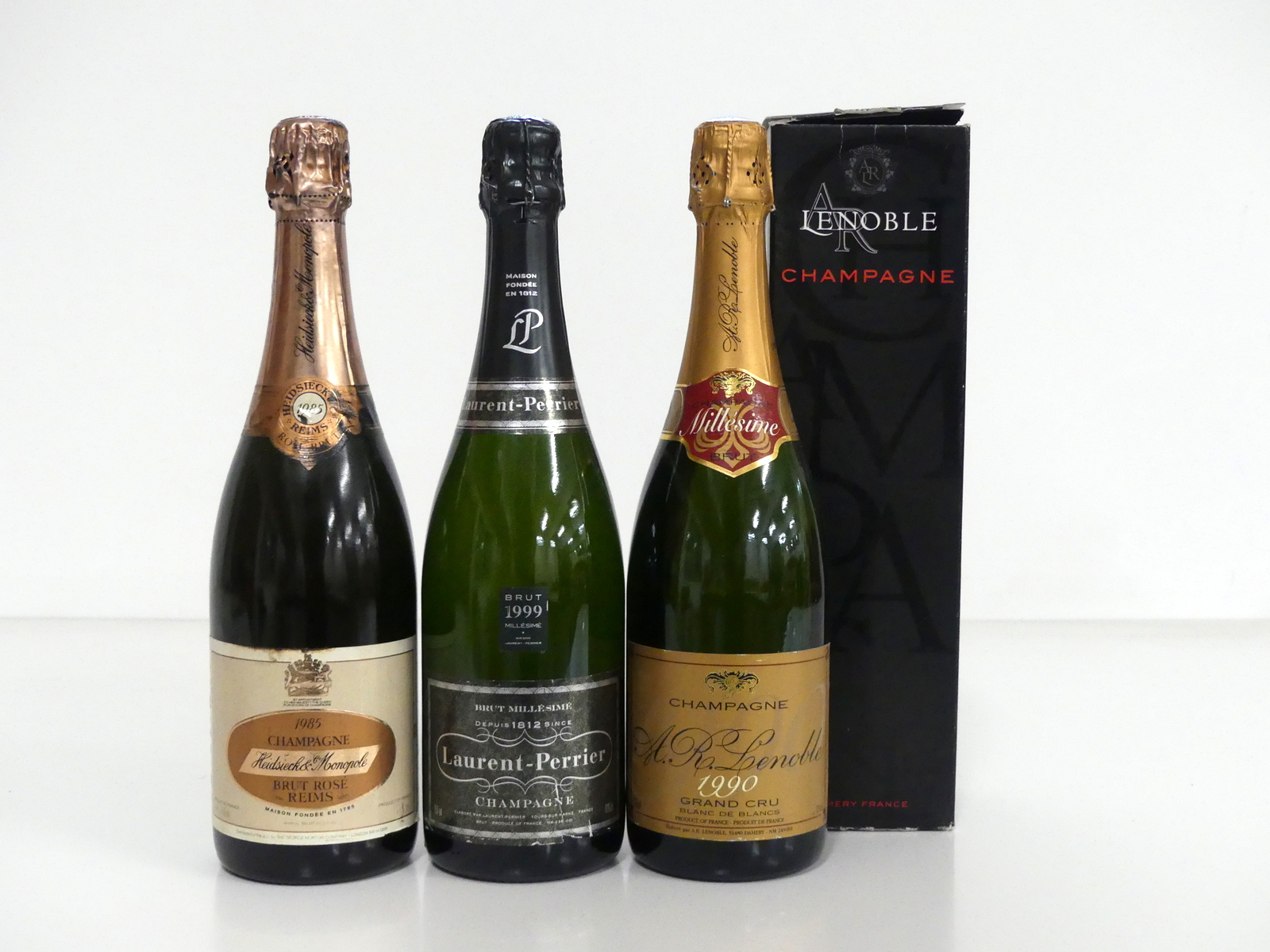 1 bt Heidsieck et Co Monopole Brut Rosé 1985 sl stl, signs of historic seepage 1 bt Laurent-