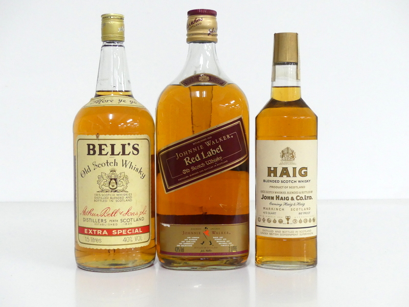 1 1.5 litre bt Bells Extra Special Old Scotch Whisky 40% 1 x 2 litre bts Johnnie Walker Red Label