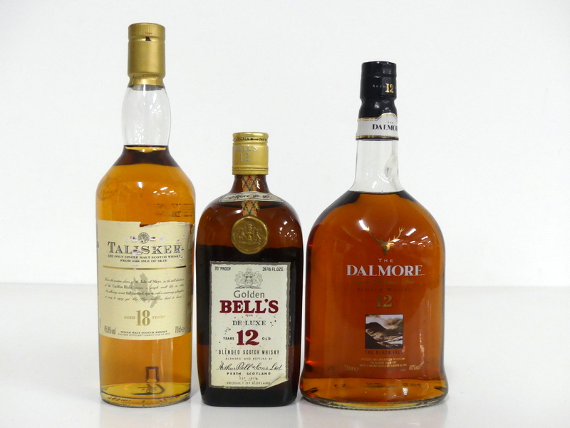 1 70-cl bt Talisker 18YO Single Malt Scotch Whisky 45.8% ntl 1 26 2/3 fl oz bt Golden Bells 12YO