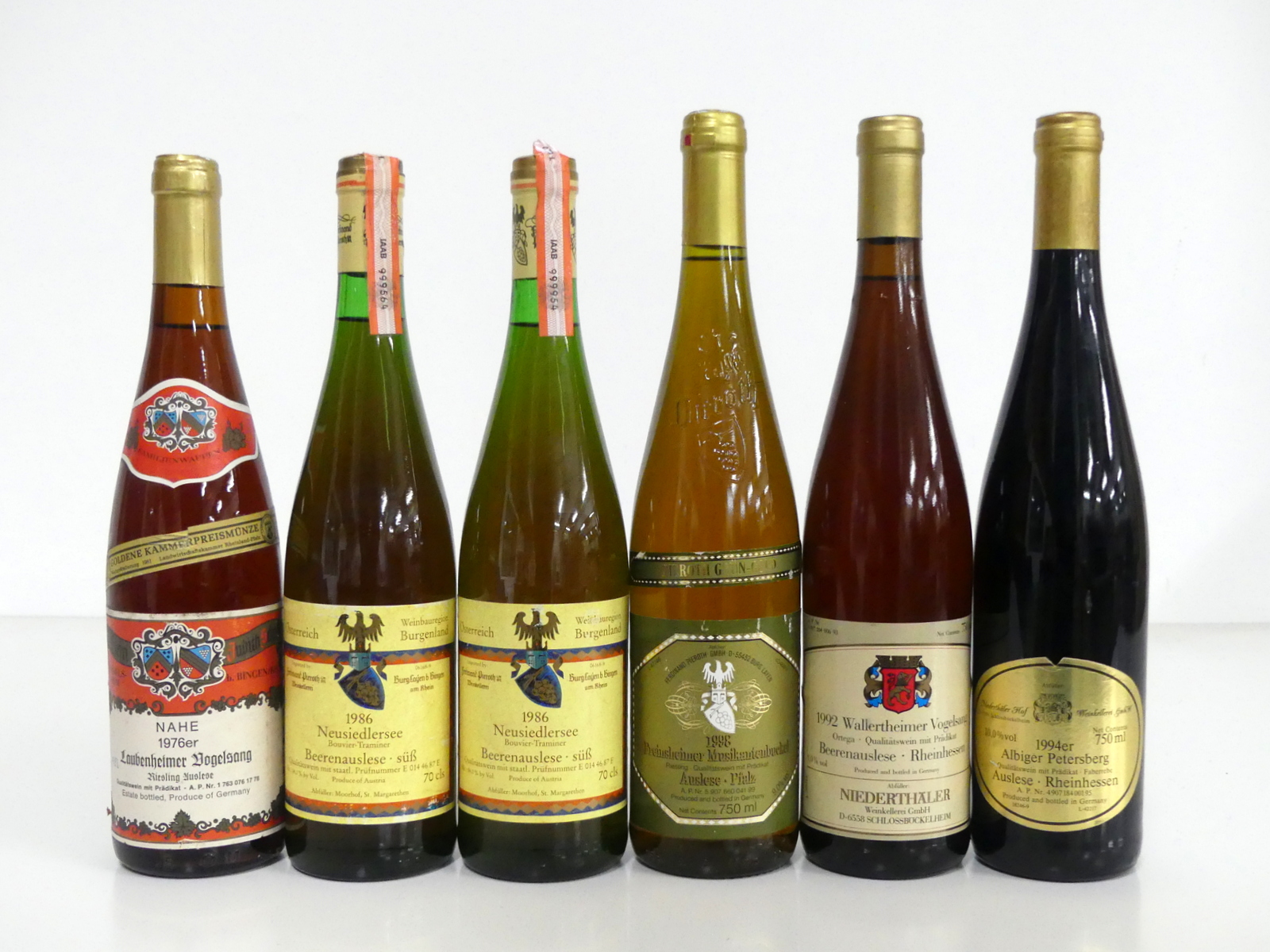 1 bt Judith Schäfer Laubenheimer Vogelsang Riesling Auslese 1976 2 bts Pieroth Neusiedlersee