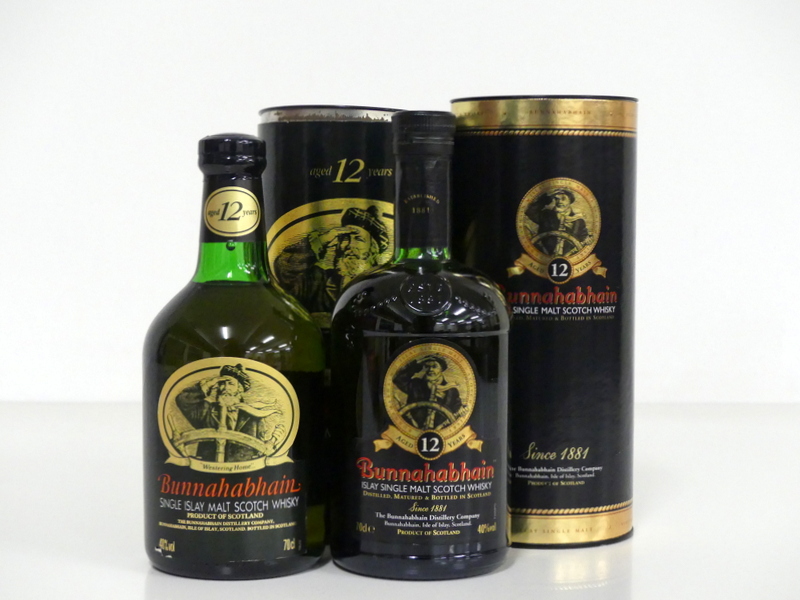2 70-cl bts Bunnahabhain 12YO Single Islay Malt Scotch Whisky 40% individual original tube