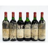 6 bts Ch. Mouton-Rothschild 1986 Pauillac, 1er Cru Classé, 1 vts, 1 ts, 1 us/ts, 2 us, 1 lms/ms,