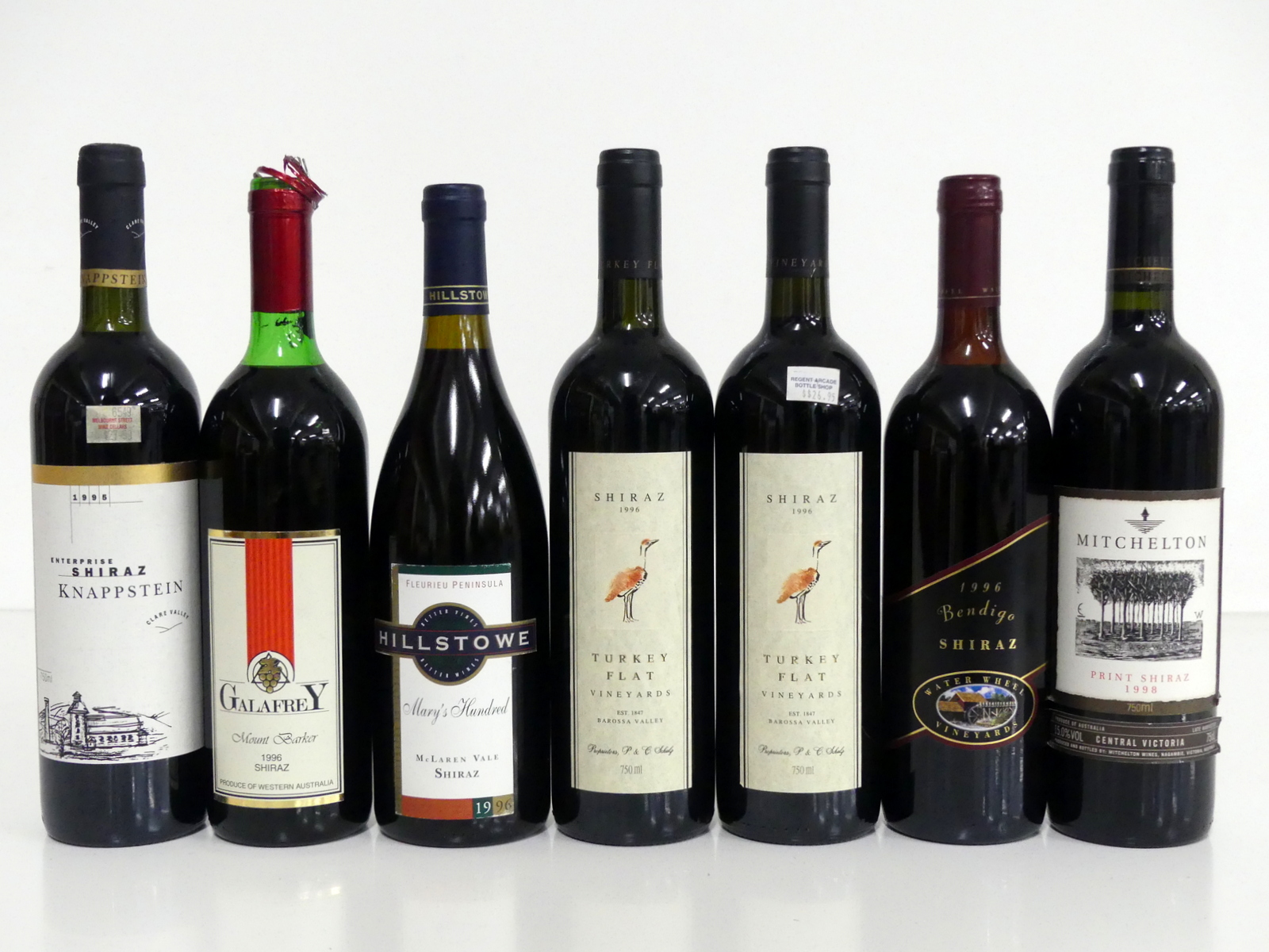 1 bt Knappstein Enterprise Shiraz 1995 Clare Valley ts 1 bt Galafrey Shiraz 1996 Mount Barker us/ts,