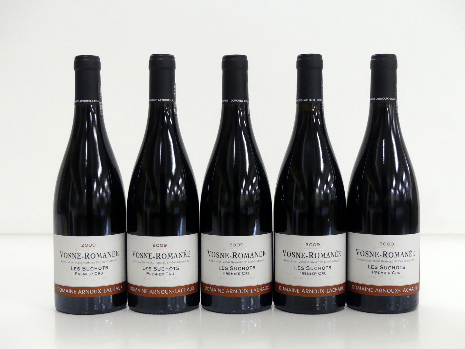 5 bts Vosne-Romanée Les Suchots 1er Cru 2009 oc Dom Arnoux-Lachaux 3 hf/i.n, 2 i.n